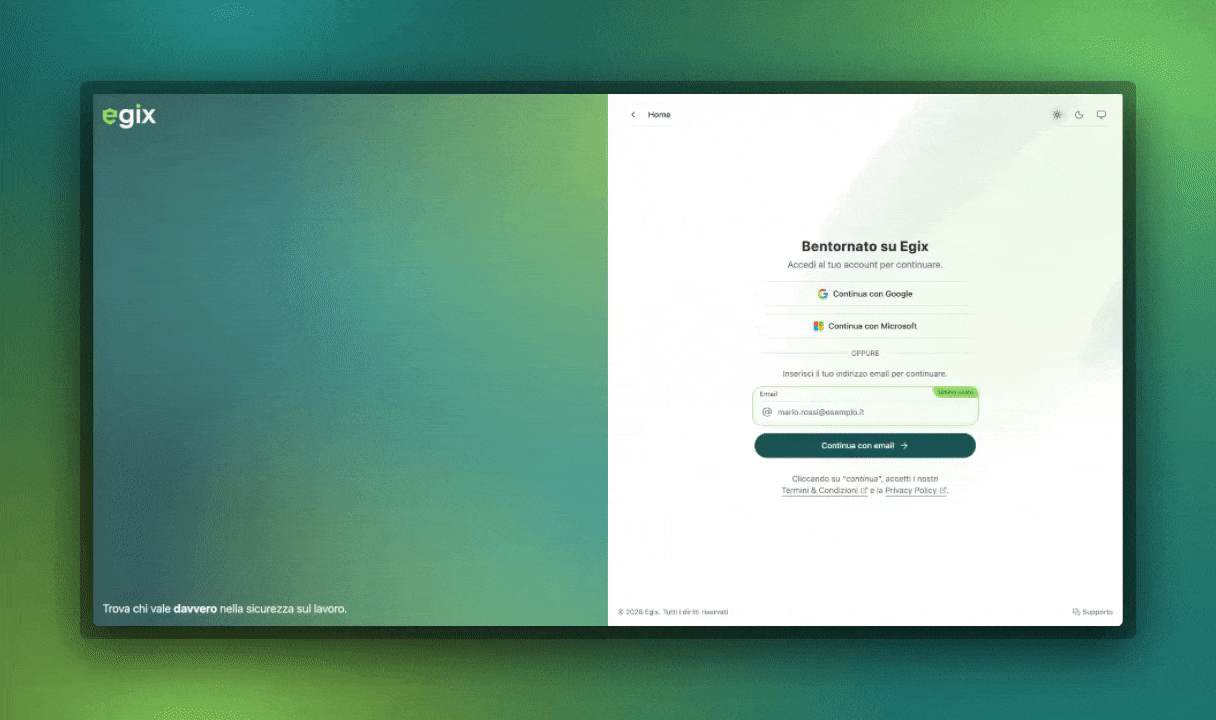 Nuova schermata di login