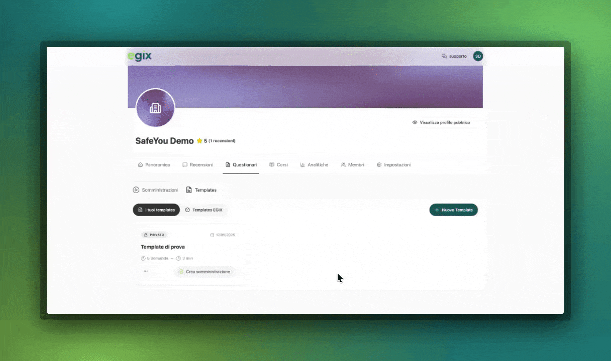 Azioni rapide somministrazione questionario