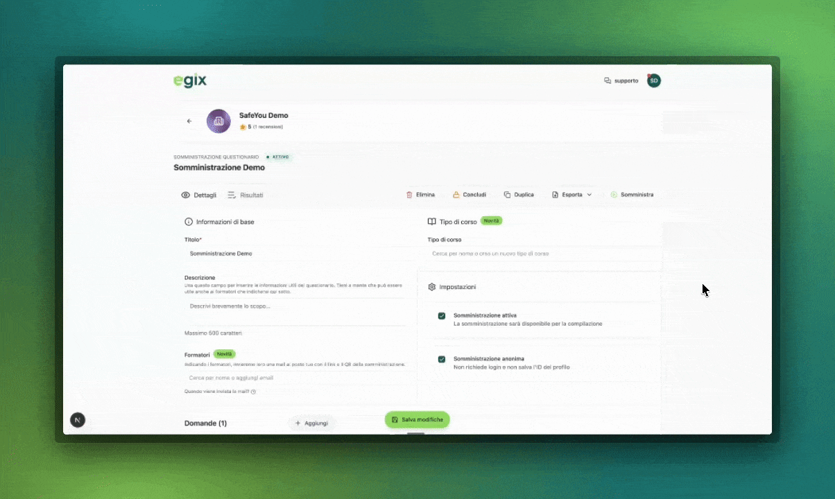 Creazione di una tipologia di corso