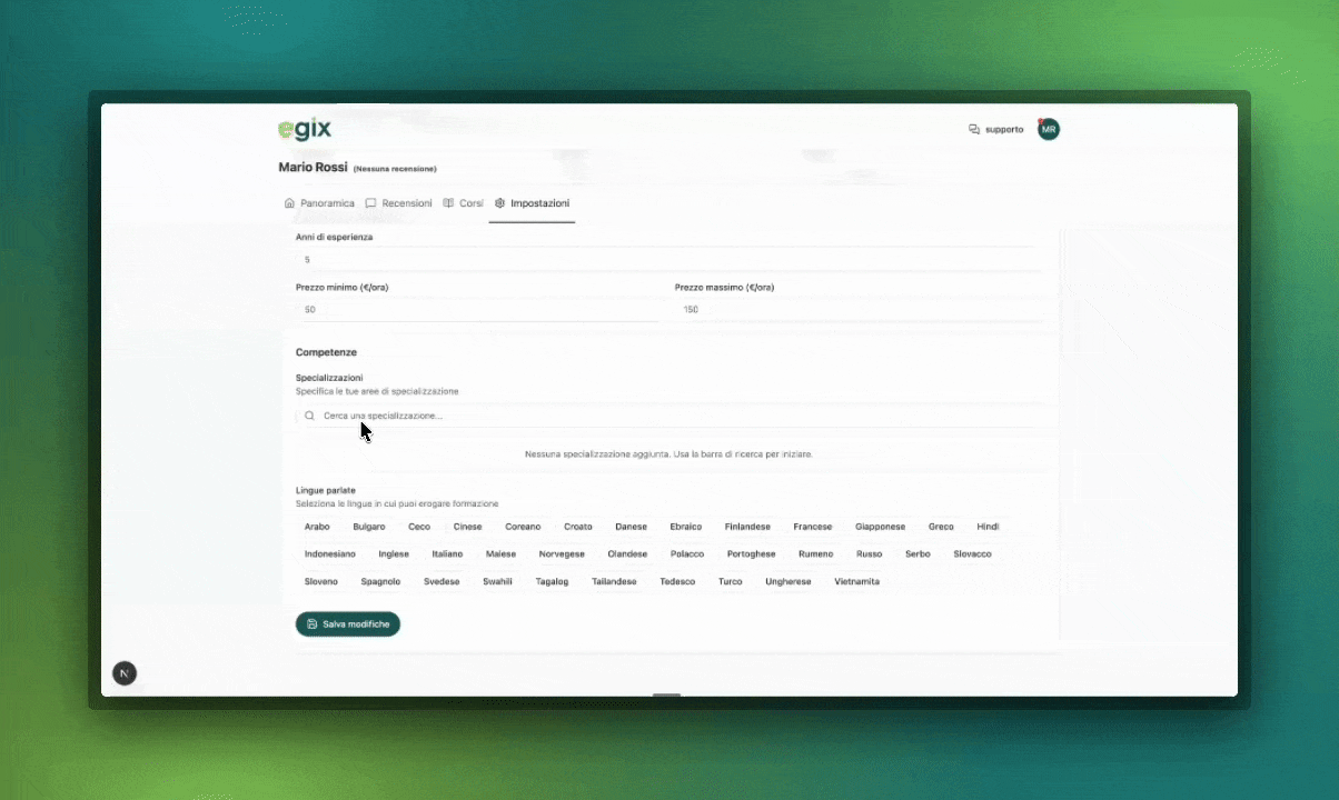 Creazione di una specializzazione